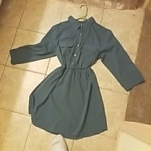 Tie back blue button dress Petite XL